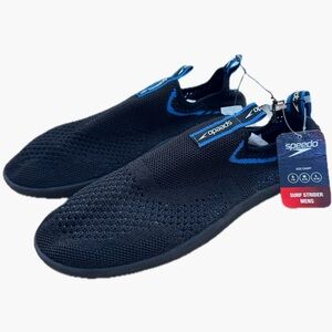 Speedo Men's Black and Blue Swim Shoes